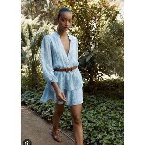 Zara Tiered Ruffle Mini Dress Light Blue Size Small